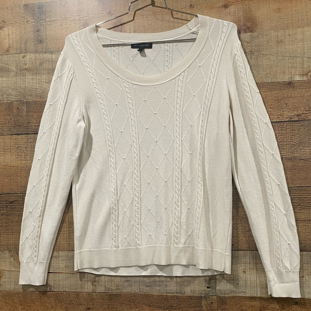 Banana Republic Cream Scoop Neck Sweater Size Large